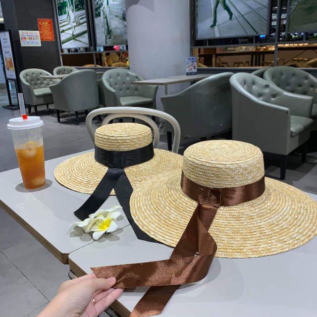 Mũ cói chuông vành rộng siêu sang