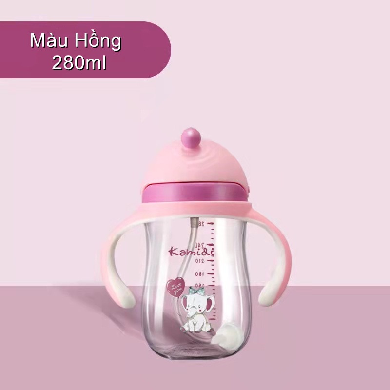 [CHÍNH HÃNG] Bình Nước KAMIDI Cho Bé, Bình Nước Tập Uống Cho Bé Chống Sặc Thể Tích 280ml,không chứa BPA