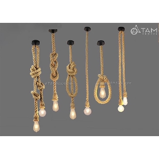 [CAO CẤP - KÈM ÚP TRẦN] Đèn thả trần dây thừng sợi treo đơn giản FE-ĐTTDT-04