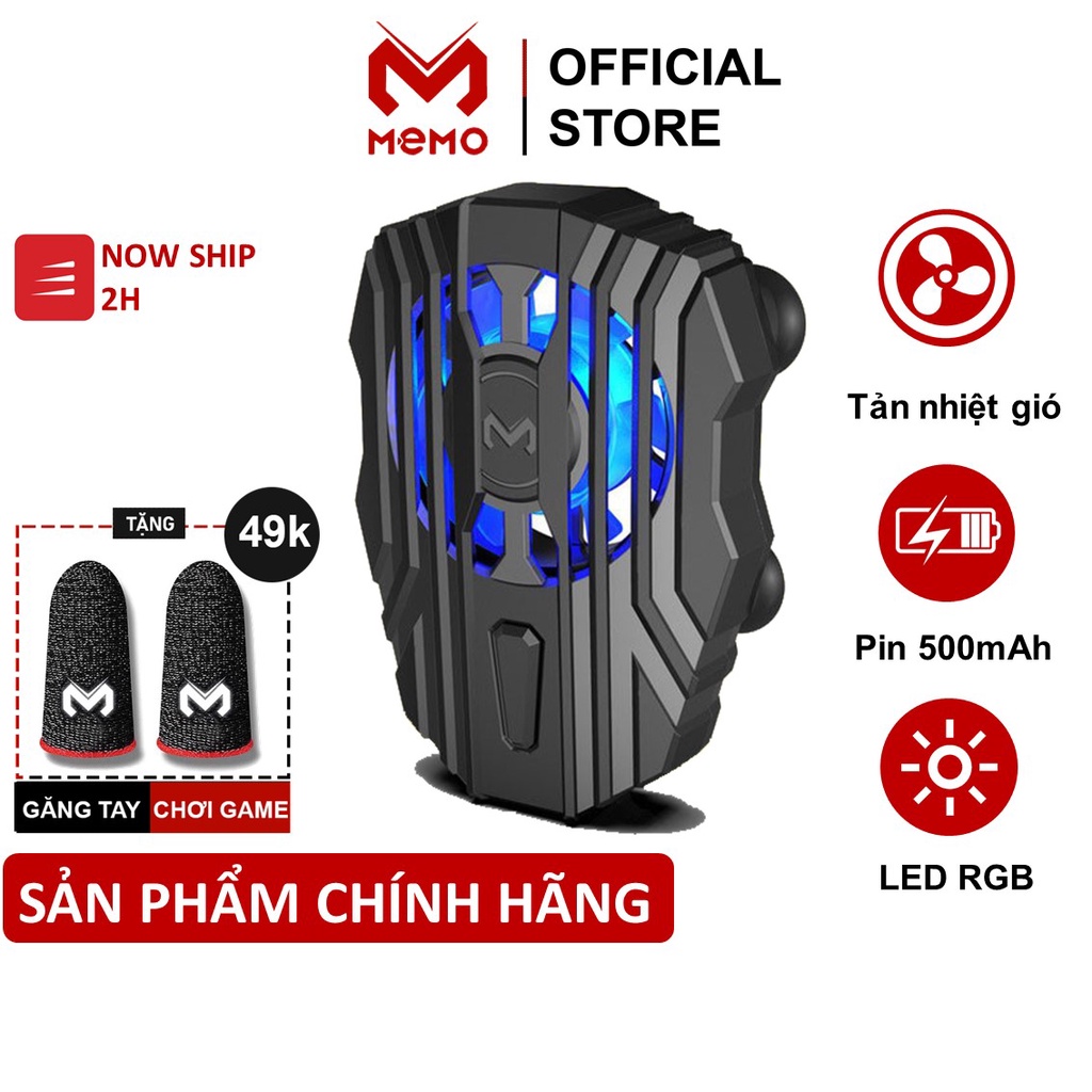 Quạt tản nhiệt gaming cho điện thoại MEMO FL01 | RGB | 500 mAh | Công nghệ làm mát lốc xoáy làm mát hạ nhiệt nhanh