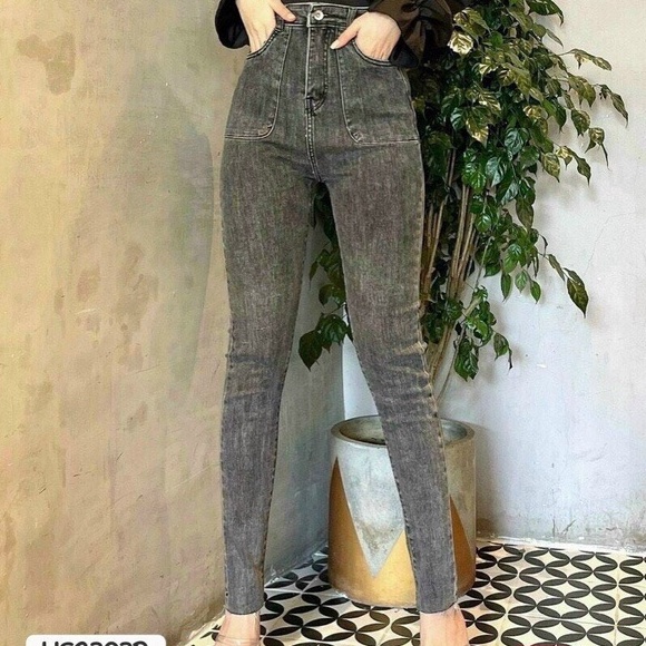 Quần jean nữ trơn chất co giãn, quần bò nữ cạp cao nhiều mẫu tp ms612