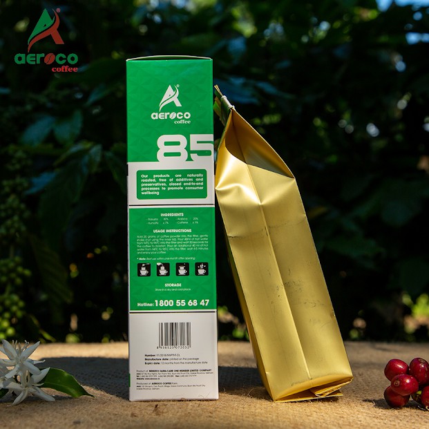 VoucherXtra5%_Hộp 250g Cà phê 85 AEROCO COFFEE nguyên chất 100%, rang mộc, hậu vị ngọt thơm, chế biến ướt, pha phin