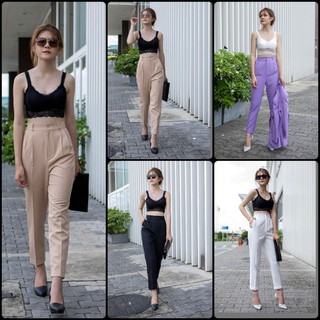Quần Tây Nữ Dáng Quần Baggy Chuẩn Hàng May Đo Cao Cấp Màu Kem Đậm Sang Trọng