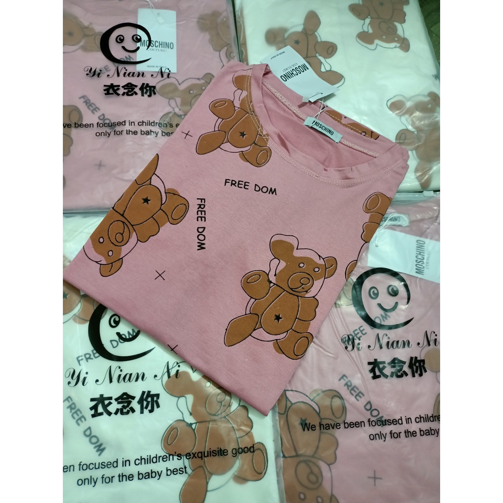 Áo phông tay lỡ Gấu Moschino FreeDom, áo thun unisex form rộng vải cotton thoáng mát