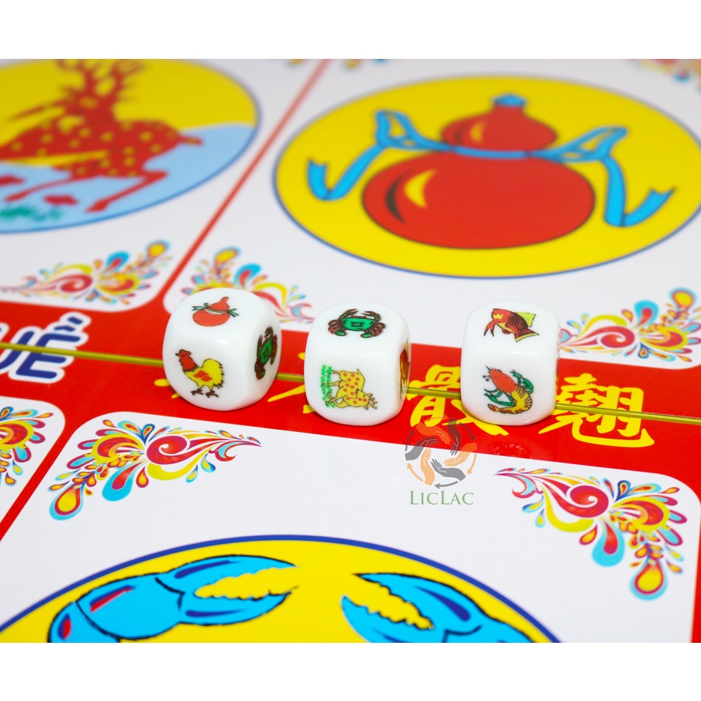 [Có VIDEO] Bộ đồ chơi Bầu Cua ( Bàn Nhựa + 3 Xúc Xắc Đá ) sản xuất tại Việt Nam, Đồ chơi trẻ em Boardgame