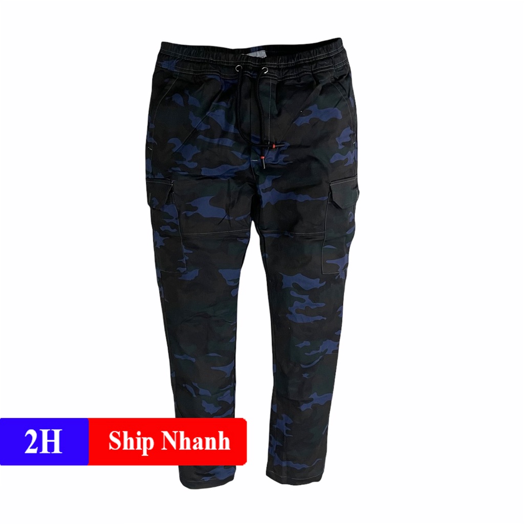 Quần jogger rằn ri túi hộp nam nữ phong cách lính không quân