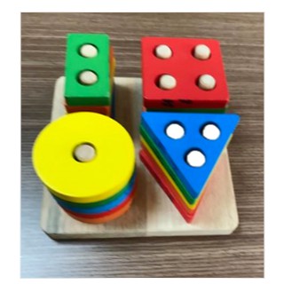 Đồ chơi gỗ - Đồ chơi gỗ montessori 4 cọc hình khối