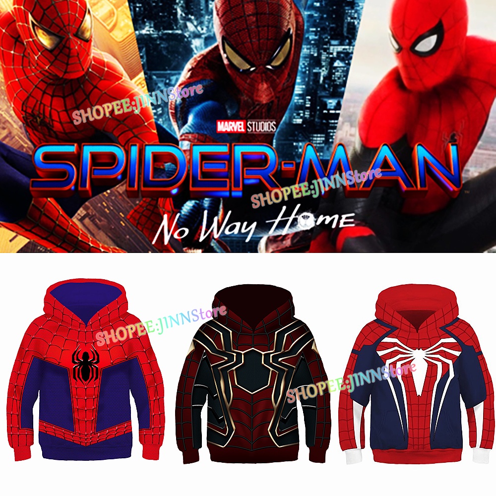 JINN Áo hoodie tay dài in hình Người Nhện phim Marvel Hàn Quốc cho bé gái