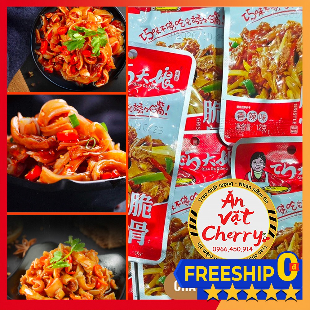 SƯỜN SỤN GIÒN CAY Tứ Xuyên - Gói 12gr - Đồ ăn vặt nội địa [Ăn Vặt Cherry]