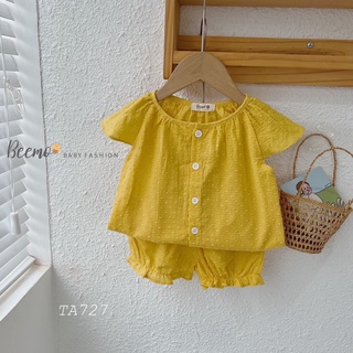 Bộ thô mềm Beemo cộc tay chấm bi cho bé gái