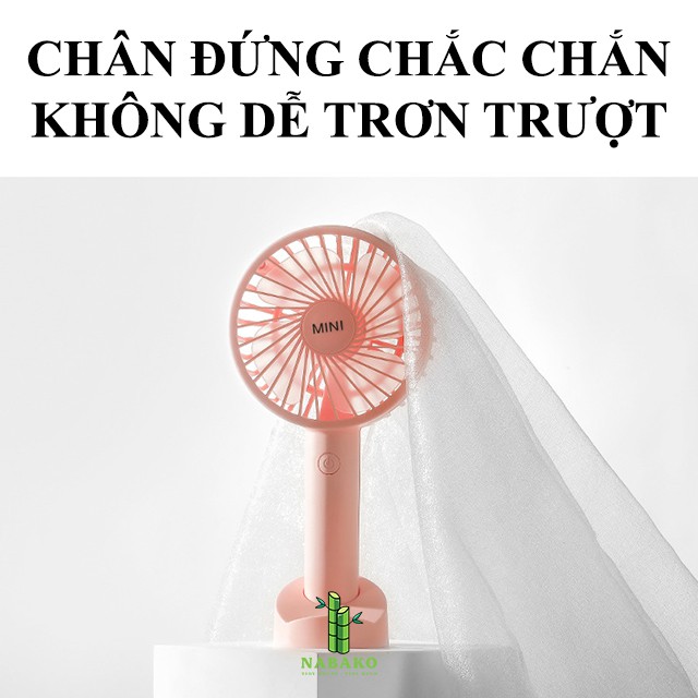 [Pin Trâu 6 Tiếng] Quạt Mini Cầm Tay 3 Cấp Độ Để Bàn Sạc Pin Tích Điện Có Đèn Gọn Nhẹ, Dễ Dàng Mang Theo - Nabako | BigBuy360 - bigbuy360.vn