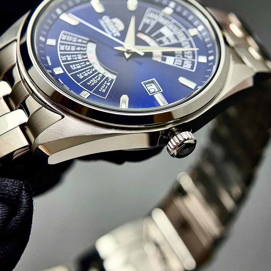 Đồng Hồ Nam  ORIENT LỊCH VẠN NIÊN  RA-BA0003L00C  Automatic Dây Sắt Trắng Mặt Xanh Dương