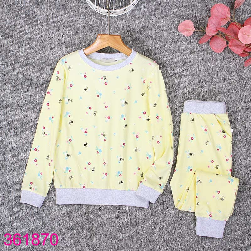 Bộ quần áo thu đông bé gái, bộ tay dài cotton họa tiết cho bé gái, đồ bộ Babi tay dài quần dài cho bé gái từ 5-10 tuổi
