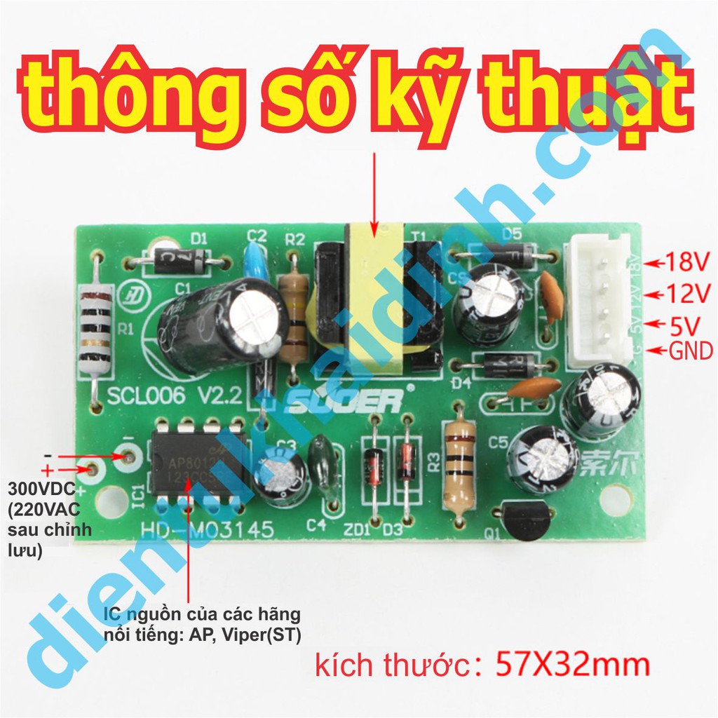 MODULE NGUỒN SOUER bếp điện bếp từ bếp cảm ứng IN: 300VDC OUT: +5V, 12V, 18VDC kde4840
