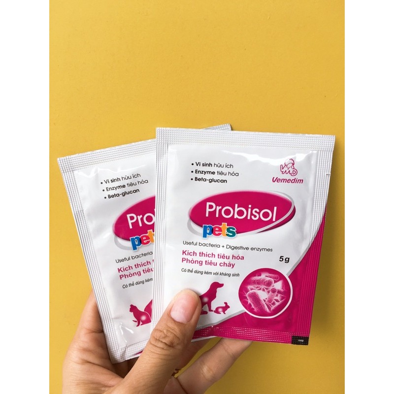 Vemedim Probisol for pets cân bằng hệ vi sinh đường ruột, giúp tiêu hóa tốt cho chó, mèo, hamster, gói 5g