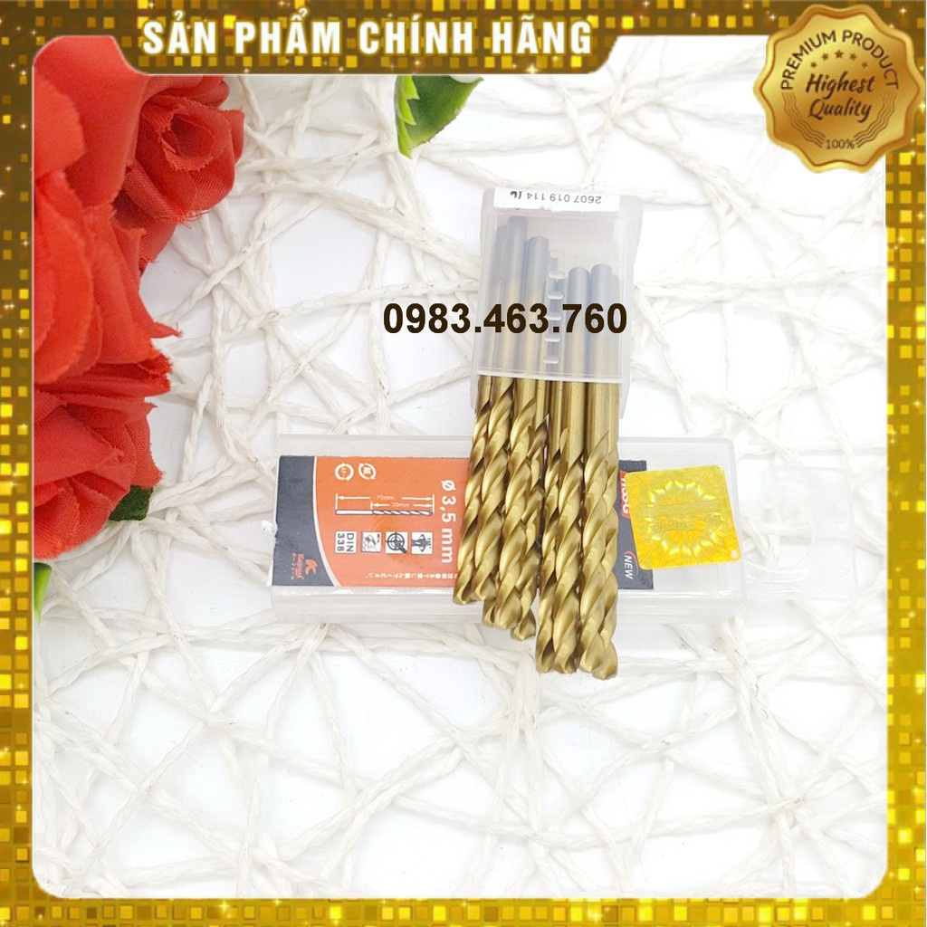 BỘ 10 MŨI KHOAN SẮT - INOX KAPUSI 3,5 MM VÀNG CAO CẤP