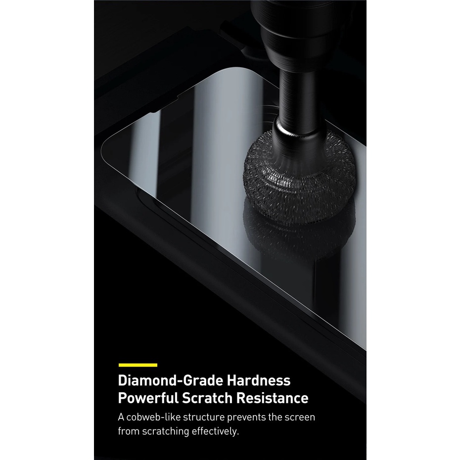 KÍNH FULL MÀN không viền đen KÈM KHUNG TRỢ DÁN BASEUS cho iPHONE 13 -> 14 PROMAX