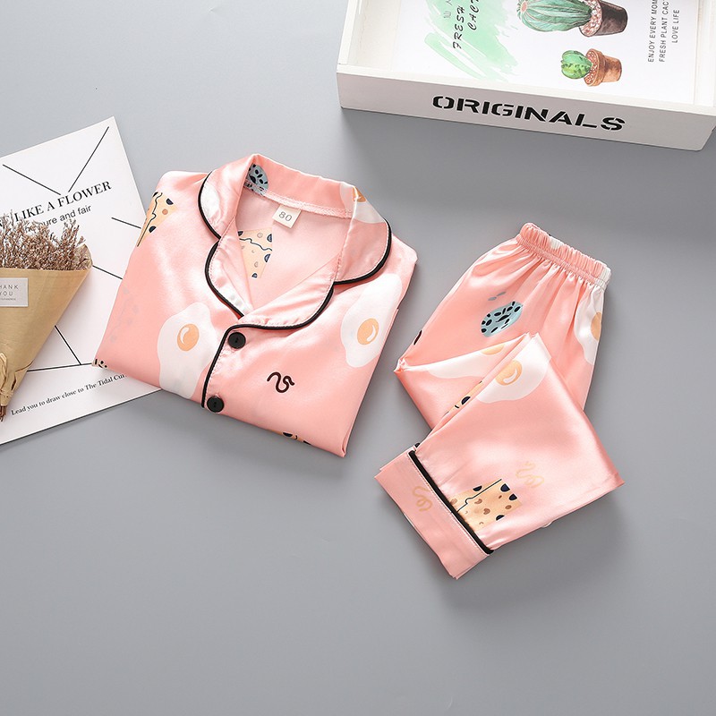 Bộ Đồ Ngủ Pijama Dài Tay In Hình Hoạt Hình Cho Bé