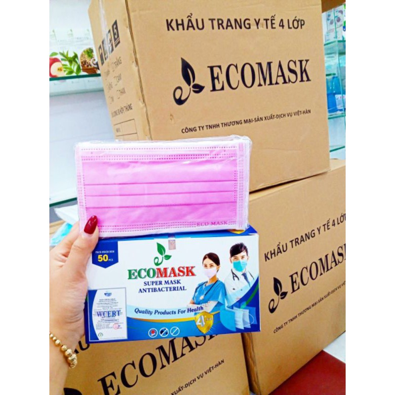 KHẨU TRANG Y TẾ CAO CẤP KHÁNG KHUẨN 4 LỚP ECOMASK (HỘP 50 CÁI)
