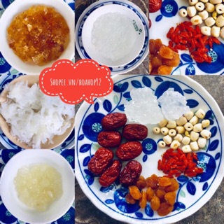 Nguyên liệu nấu CHÈ DƯỠNG NHAN TUYẾT LIÊN TỬ NHỰA ĐÀO HÌNH THẬT