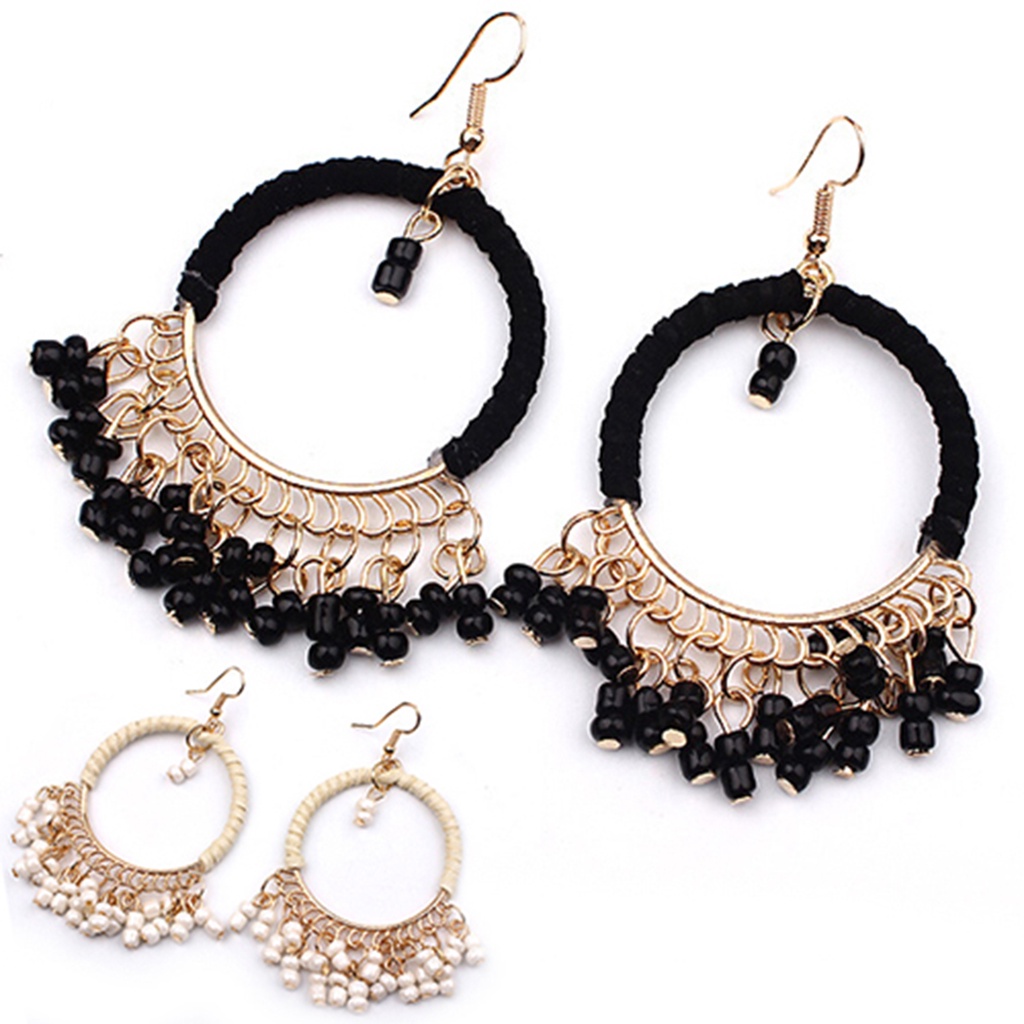 Cặp khuyên tai vòng đính hạt thiết kế độc đáo thời trang cho nữ