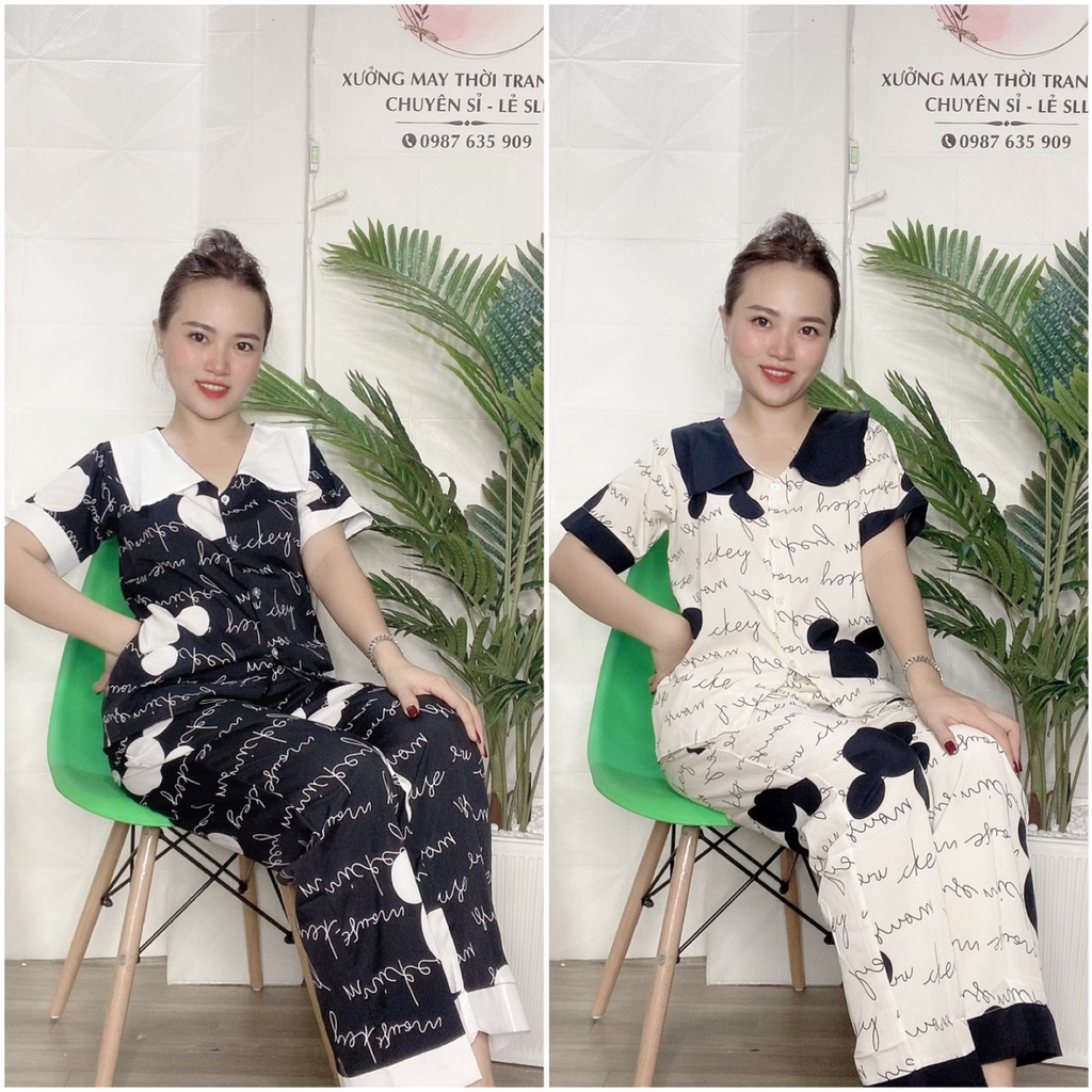 SET PIJAMA TAY NGẮN QUẦN DÀI CHỮ KÝ HOT , CÓ SIZE - PJ09