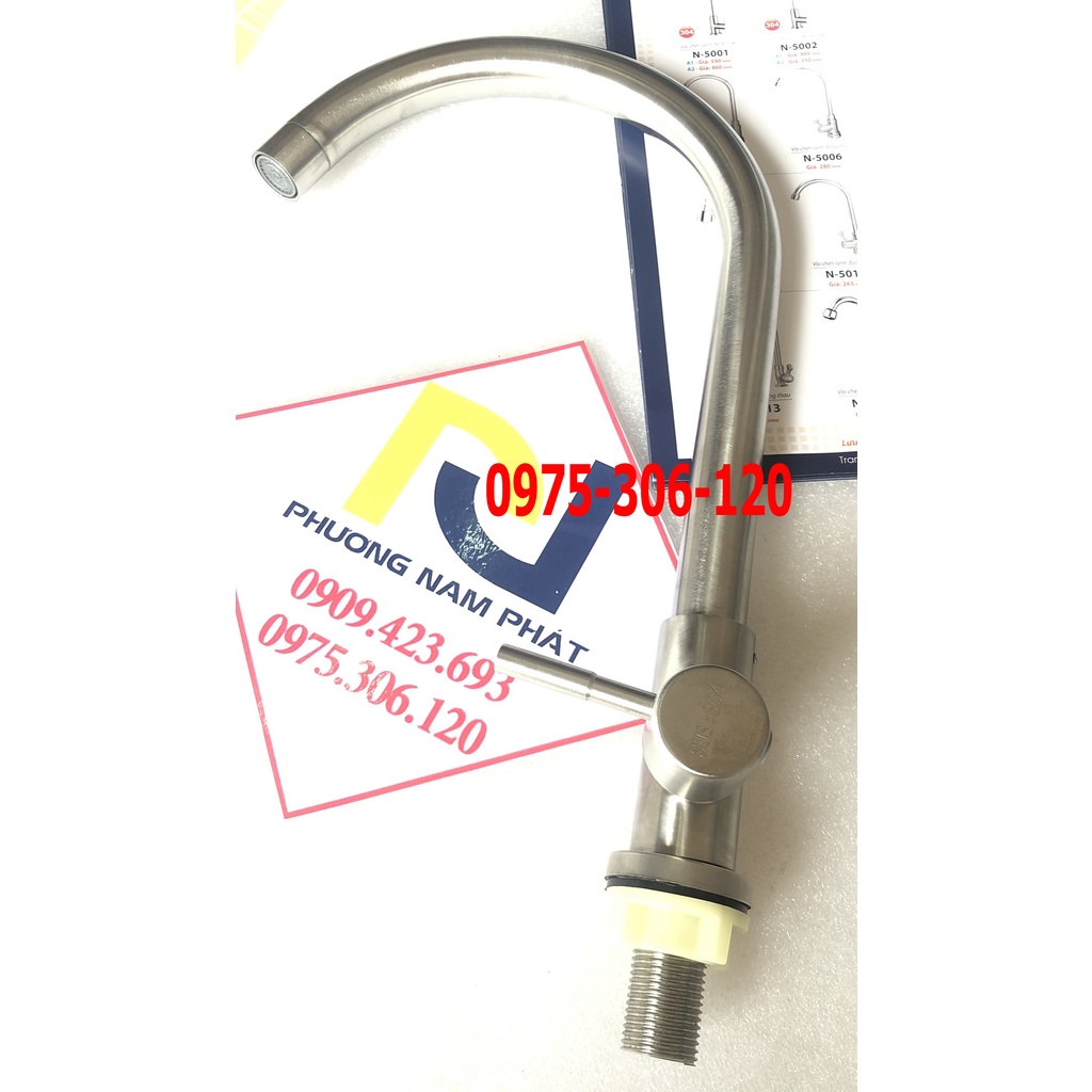 [NƯỚC MẠNH ỐNG TO PHI 24] Vòi Rửa Chén Bát Lạnh Inox 304 quay 360 độ dùng cho 2 hộc chậu N5001 Fotar VÒI PHI 24