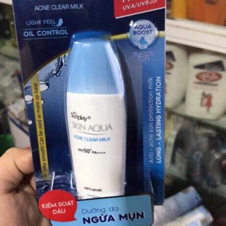 Sữa chống nắng Sunplay ngừa mụn skin aqua silky clear milk SPF50 25g