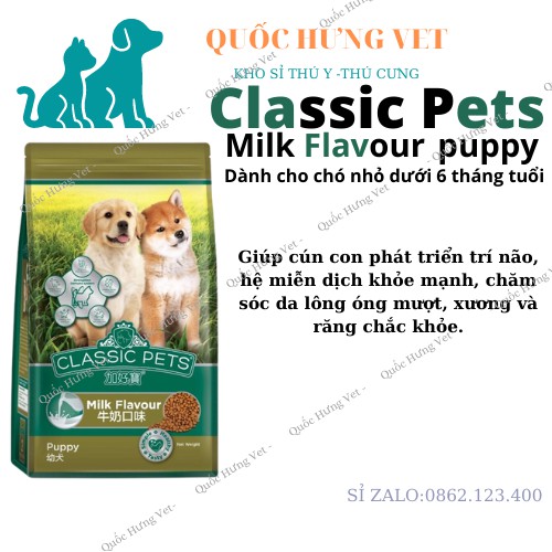 Thức ăn cho chó con Vị sữa CLASSIC PETS PUPPY 400gr-QUỐC HƯNG VET