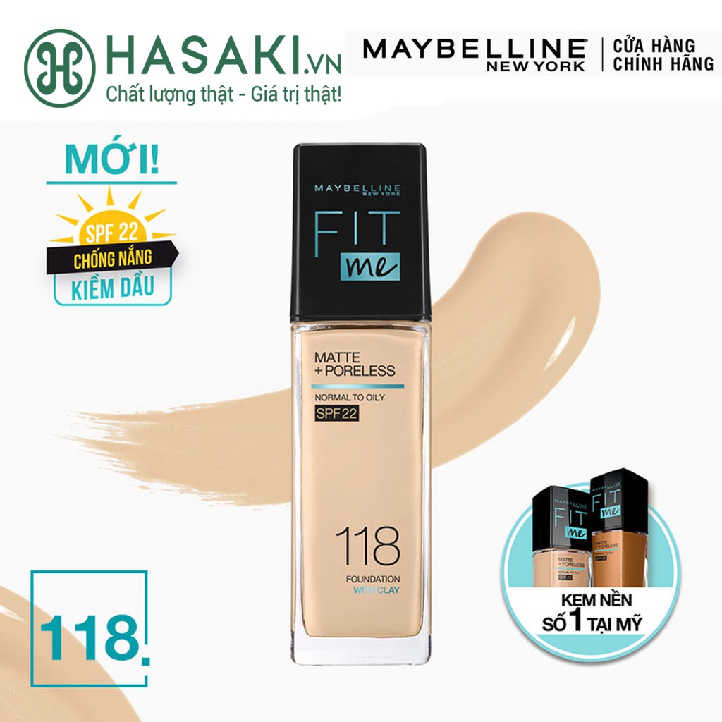 Kem Nền Maybelline Mịn Nhẹ Kiềm Dầu Chống Nắng Matte Poreless Foundation SPF 22 30ml