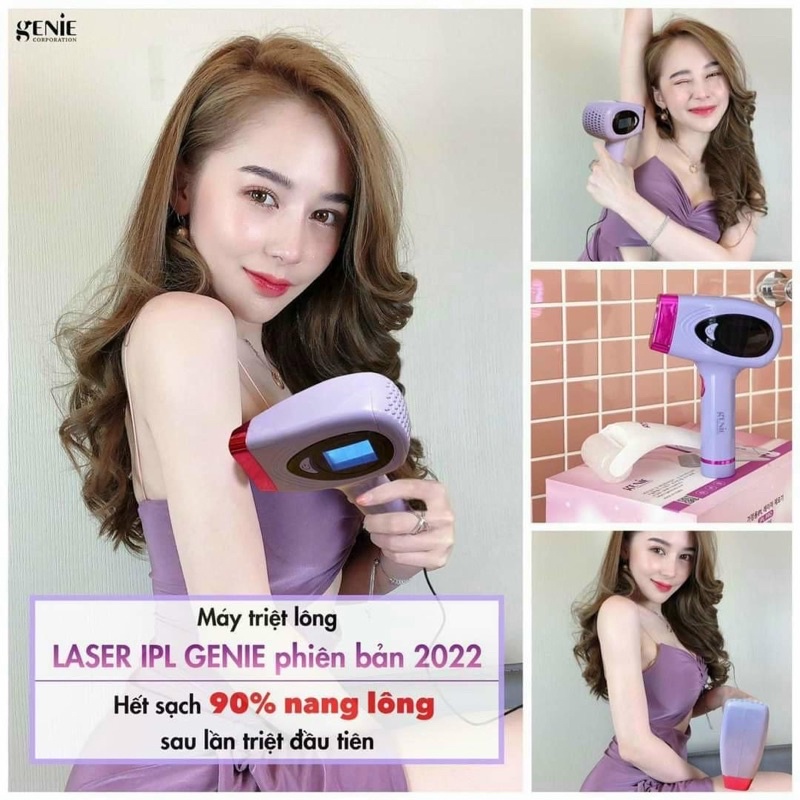 [ Chính Hãng ] Máy Triệt lông Vĩnh Viễn Genie Hàn Quốc Phiên Bản 2022 - Tặng Kèm Thanh Lăn lạnh Roller trị Giá 490k