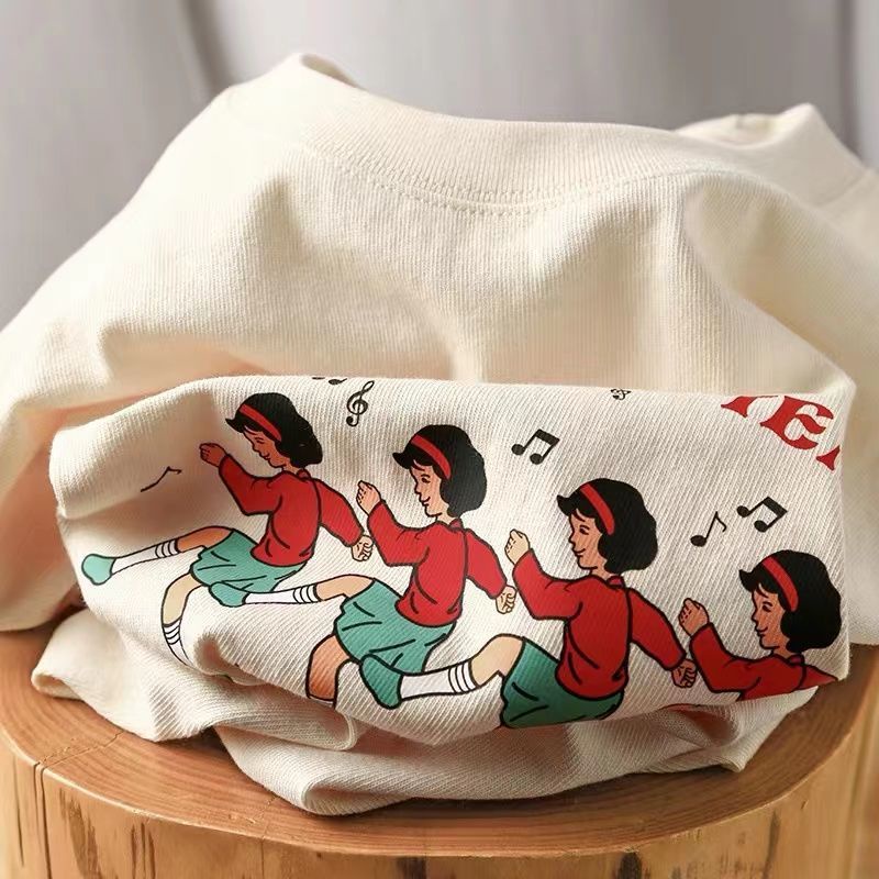 Áo Thun Tay Ngắn Hoạ Tiết Hoạt Hình Phong Cách Retro Mùa Hè