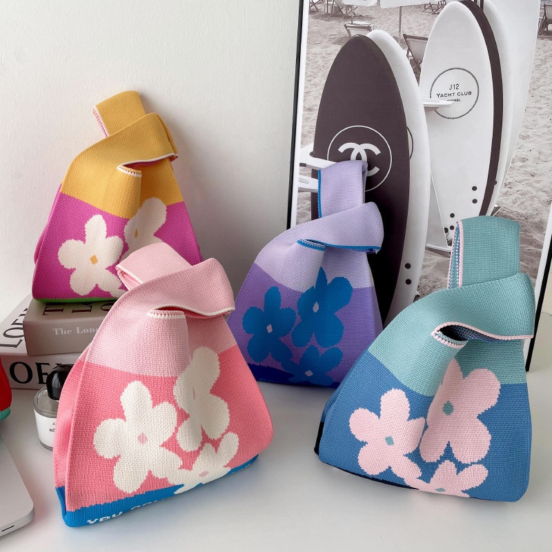 Túi Xách Nữ Dệt Kim Họa Tiết Hoa Thời Trang Hàn Quốc