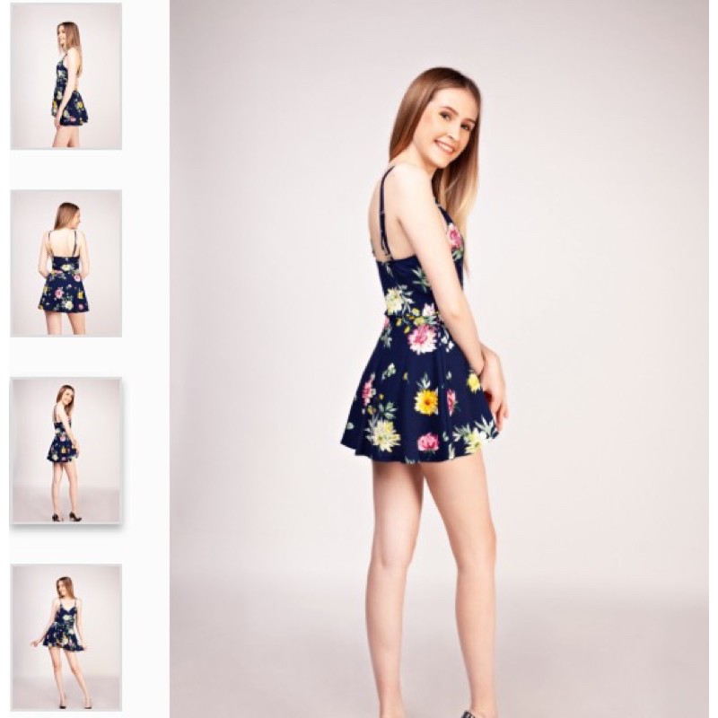 Đầm jumpsuit hoa xanh F21 hàng vnxk