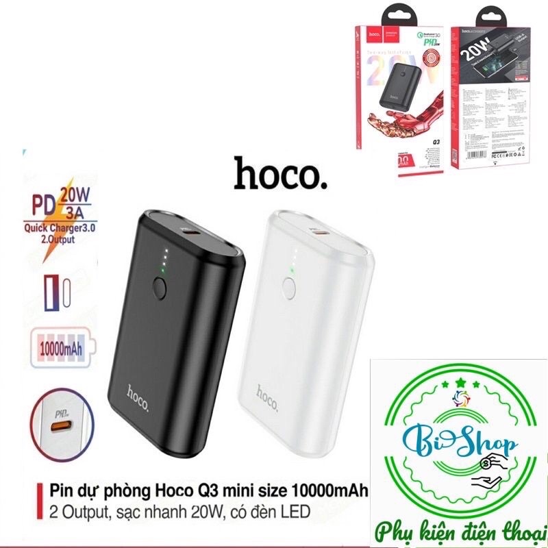 Pin Sạc Dự Phòng 20W IPhone 13PROMAX 13PRO 13 12PROMAX 12PRO 12 … Dung Lượng 10000mah HOCO - Q3 New Hỗ Trợ Sạc Nhanh PD