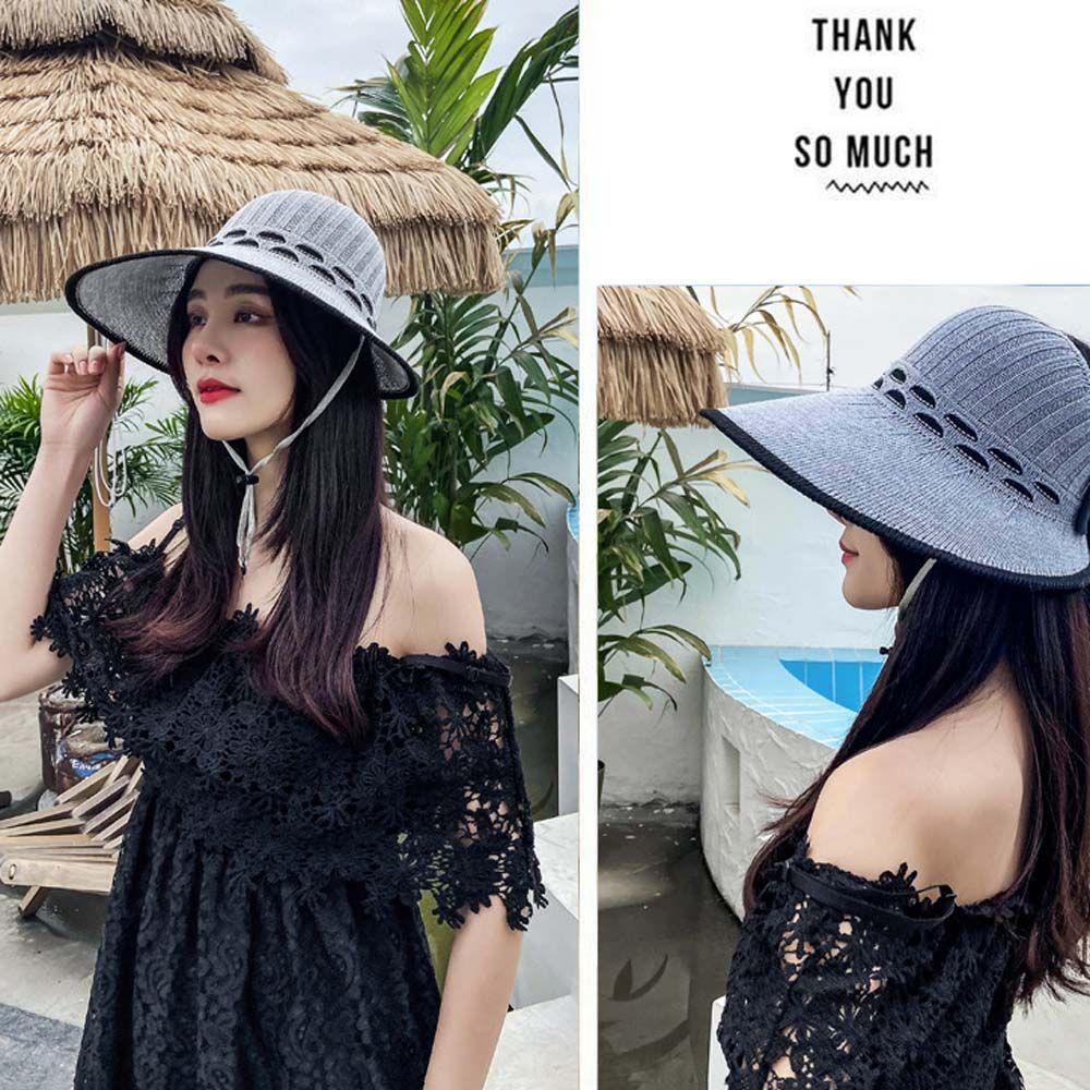 Mũ Cói Rộng Vành Hở Chóp Chống Nắng Nhiều Màu Sắc Thời Trang Mùa Hè Cho Nữ