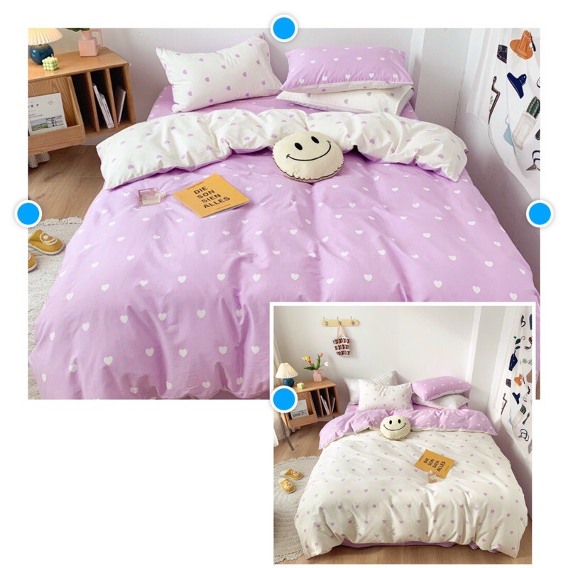 Chăn Ga Gối Đệm ❤️ cotton poly 4 món đủ size đệm họa tiết trái tim miễn phí bo chun nhập khẩu hàn quốc Mượt Decor