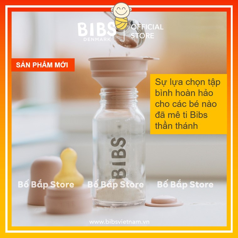 Bình Sữa BIBS Thủy Tinh ⚡𝟭𝟬𝟬% CHÍNH HÃNG⚡ Núm Ti Cao Su Siêu Mềm 110ml - 225ml