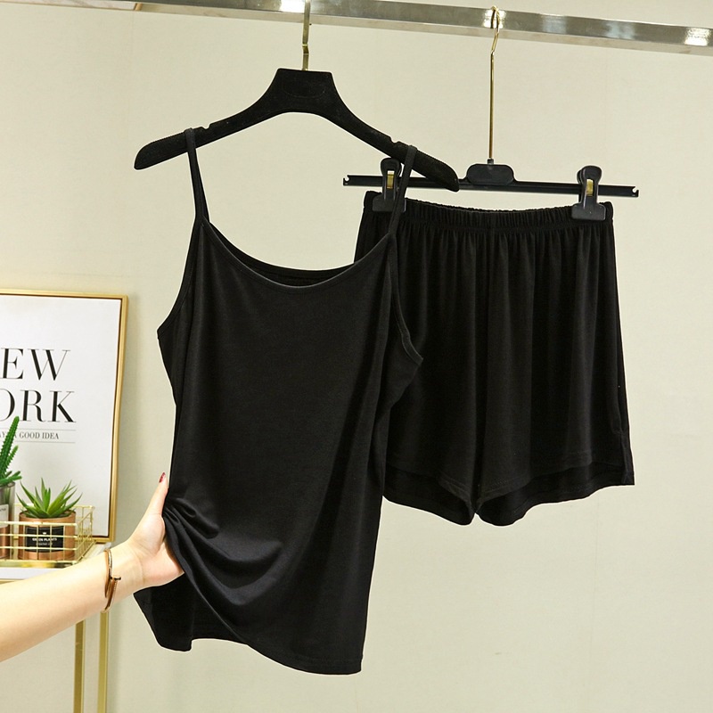 Set Đồ Ngủ Áo Thun Không Tay Và Quần Short Thời Trang Hàn Quốc Cho Nữ