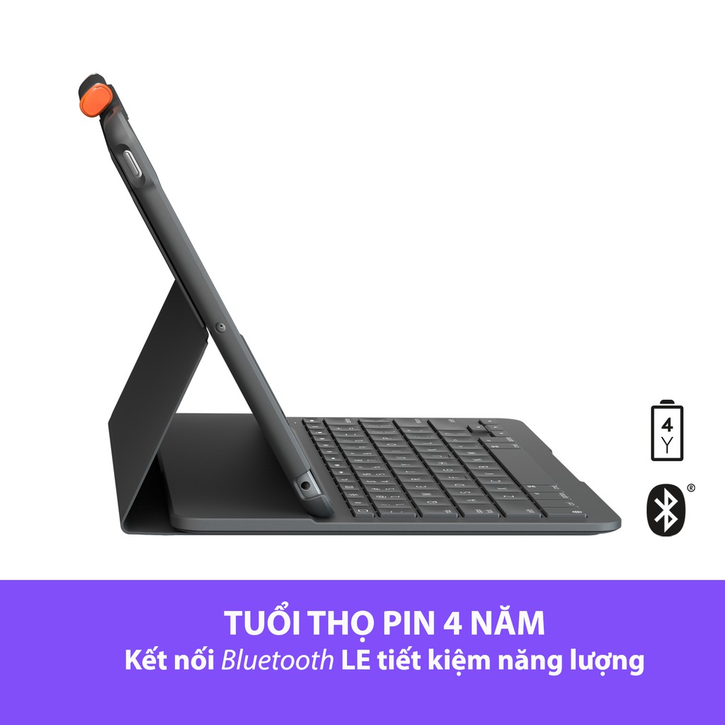Bao da kèm bàn phím Logitech Slim Folio kết nối bluetooth dành cho iPad Gen7, Air Gen 3