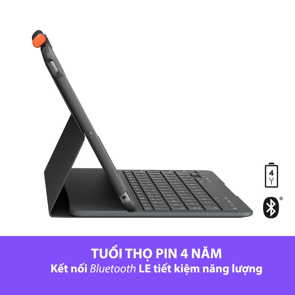 Bao da kèm bàn phím Logitech Slim Folio kết nối bluetooth dành cho iPad Gen 7, Air Gen 3 | BigBuy360 - bigbuy360.vn