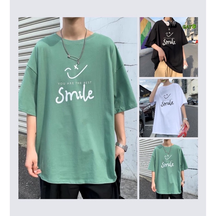 Áo phông, áo thun unisex SMAILE tay lỡ đang hot hết nấc 3 màu đen, trắng, xanh CỰC TREND