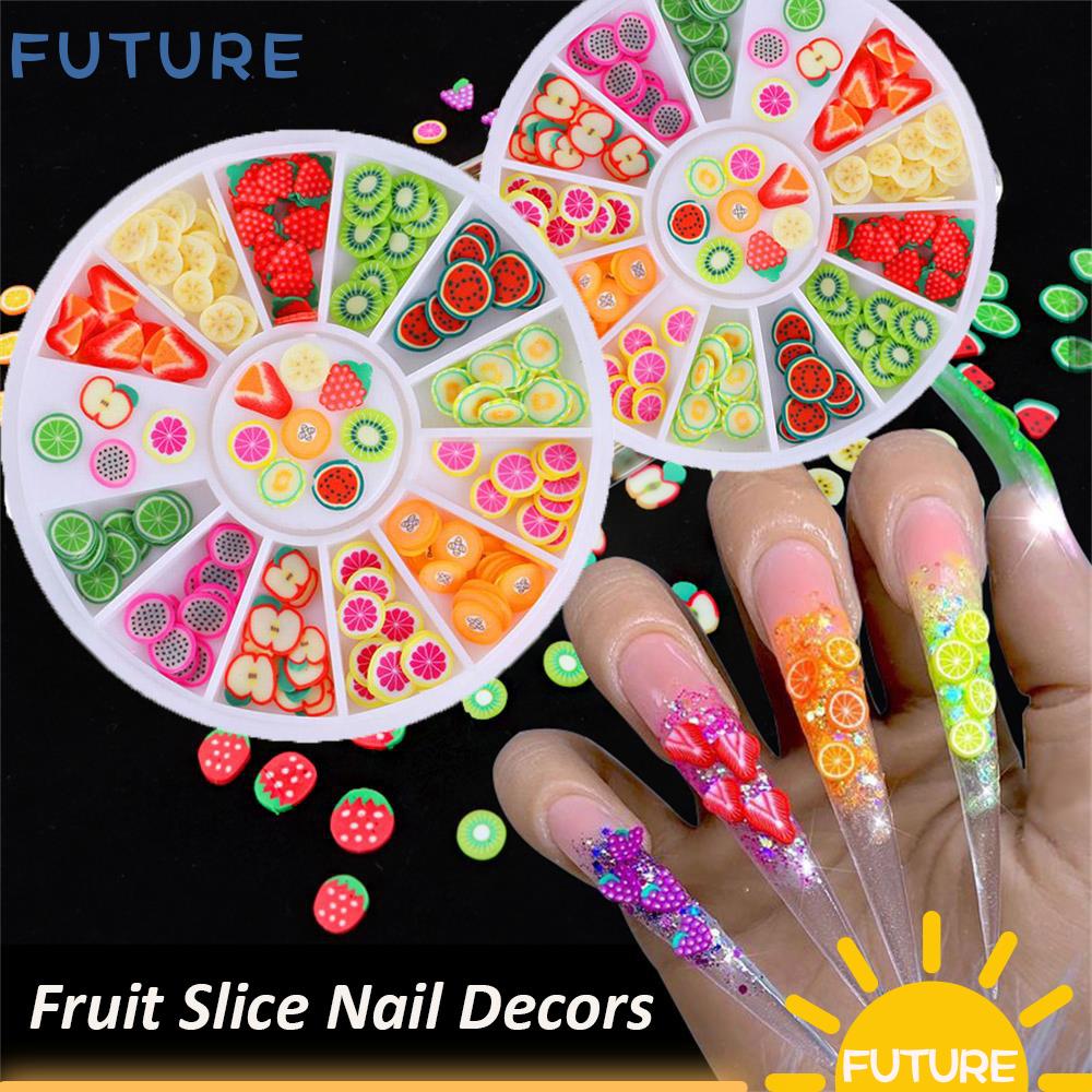 Set 120 Miếng Dán Trang Trí Móng Tay Nghệ Thuật Hình Trái Cây 3D Nhiều Màu Sắc DIY