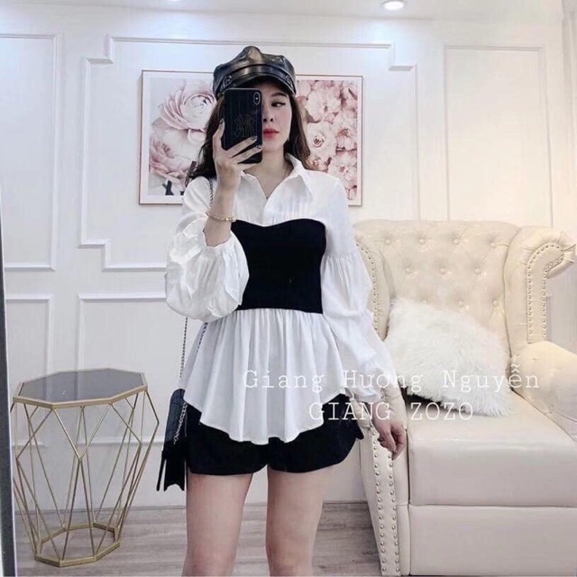 Áo sơ mi phối đen(80k)