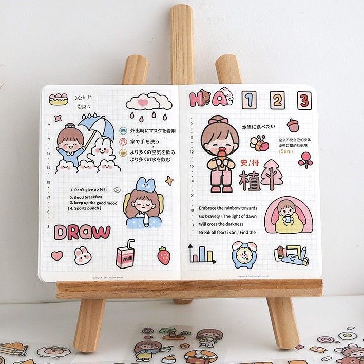 Bộ 20 miếng sticker nhãn dán dễ thương dán trang trí TELADO ST13