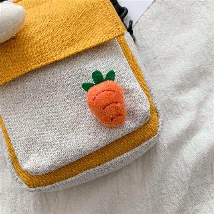 Túi Đeo Chéo Canvas Hình Búp Bê Hoạt Hình Dễ Thương Cho Nữ