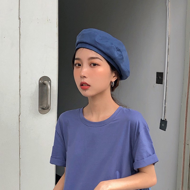 Mũ Beret Mỏng Thoáng Khí Màu Sắc Đơn Giản Phong Cách Hàn Quốc