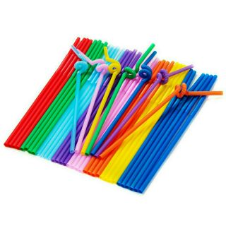 Túi 80 ống hút nhiều màu gáy xoắn tạo hình nghệ thuật