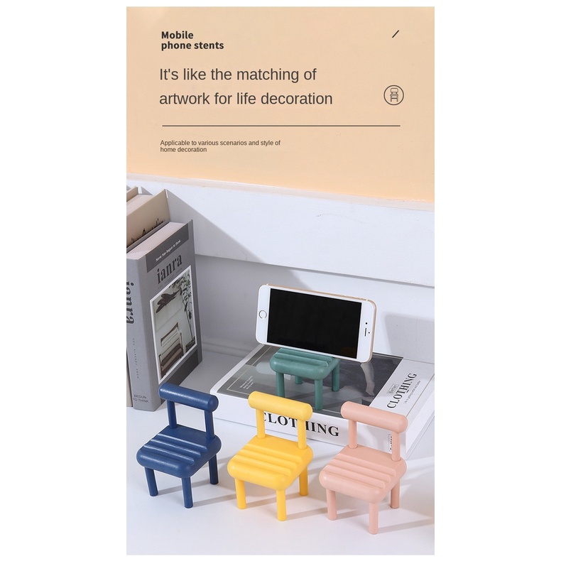 Ghế Đẩu Mini Để Bàn Kiêm Giá Đỡ Điện Thoại Họa Tiết Hoạt Hình Đơn Giản Sáng Tạo