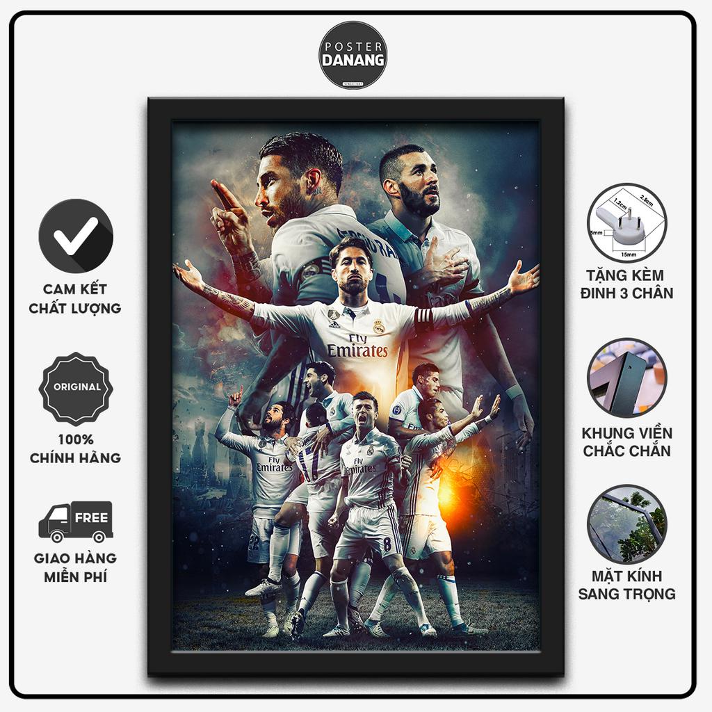 Khung ảnh treo tường POSTER BÓNG ĐÁ Real Madrid 2017 size 25cm x 35cm